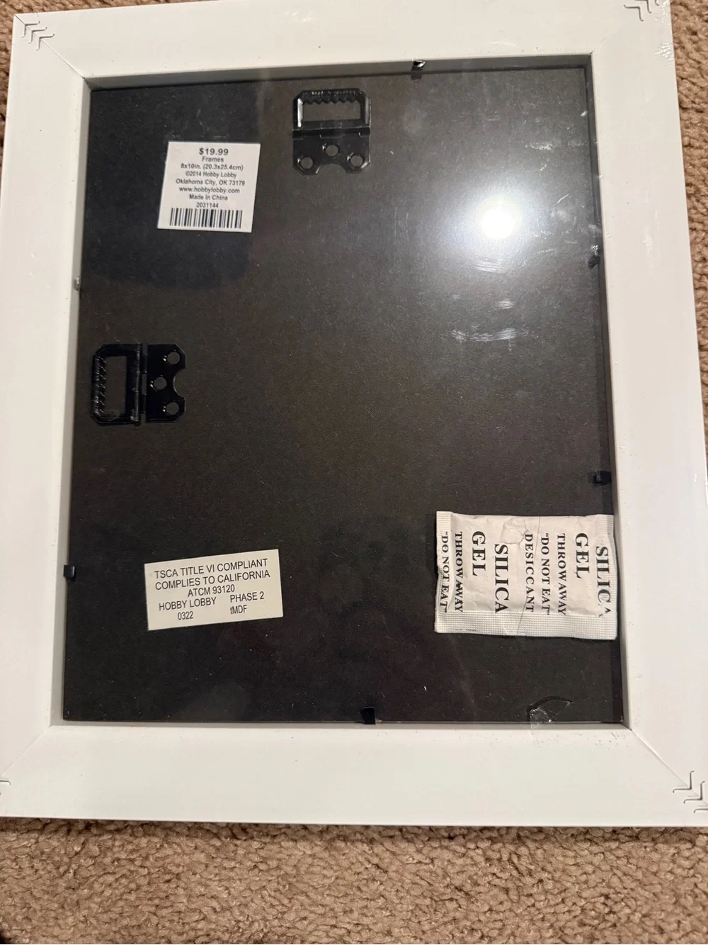 Brand new off white and gray wood 8x10 hanging frame